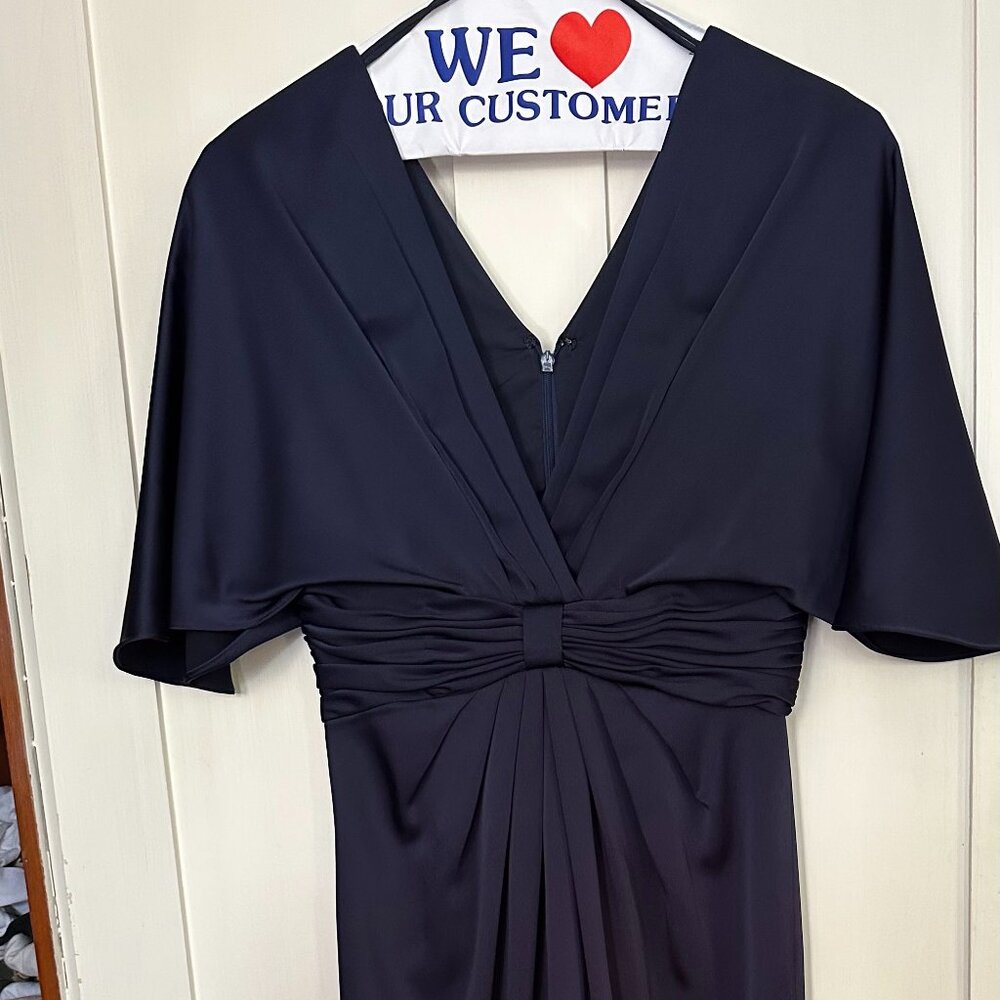 Theia navy blue maxi v-neck dress